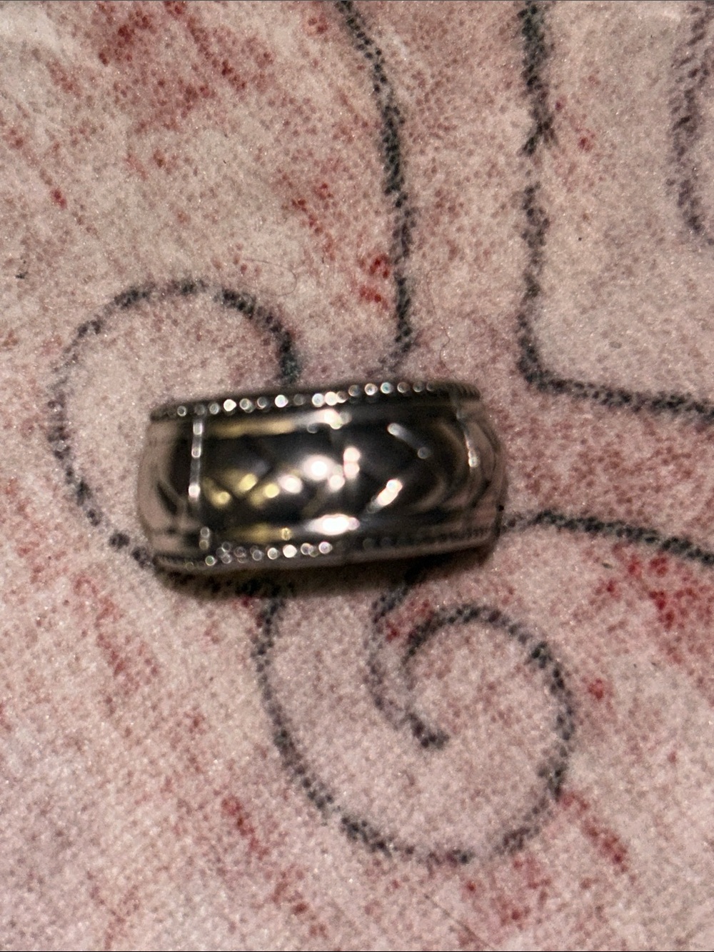 Sterling Silver Textured Band Ring - Silver